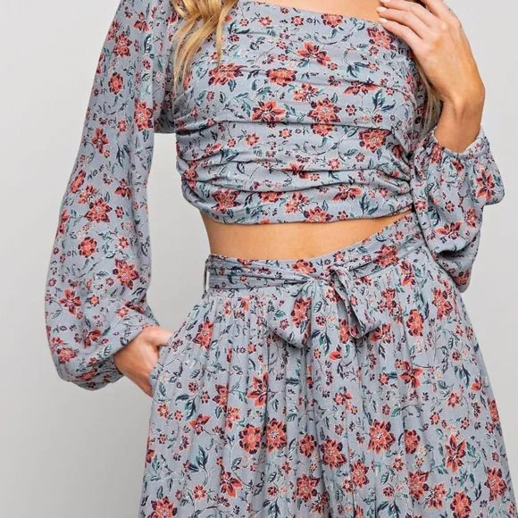 THE SHYANNA  PRINTED RAYON GAUZE CROP TOP  NWT - Picture 5 of 8